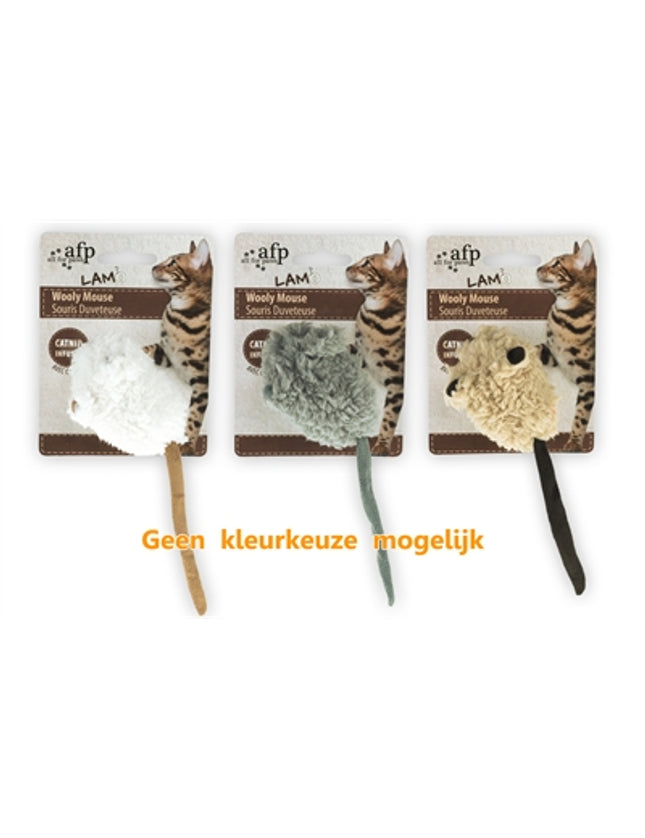 Afp Wooly Mouse Lamswol Met Piep En Catnip Assorti