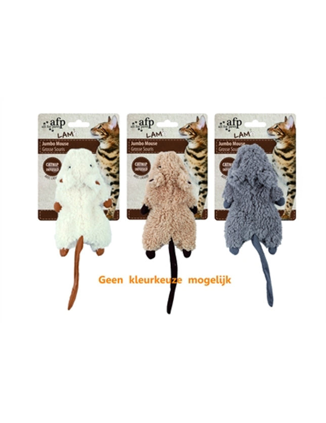 Afp Jumbo Muis Crinkle Lamswol Met Catnip Assorti