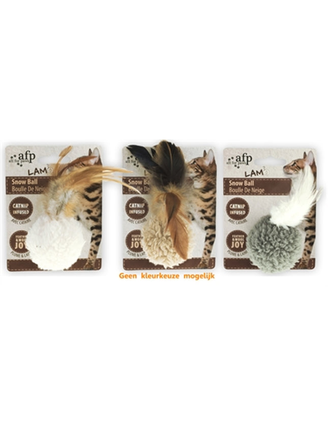 Afp Snow Ball Lamswol Met Veren En Catnip Assorti