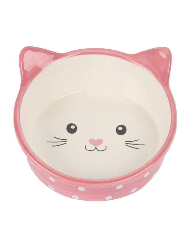 Happy Pet Voerbak Kat Polka Roze / Creme