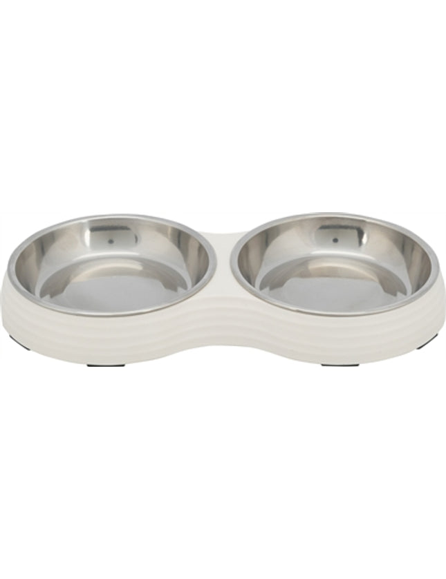 Trixie Voerbak Kat Dubbel Melamine / Rvs Wit