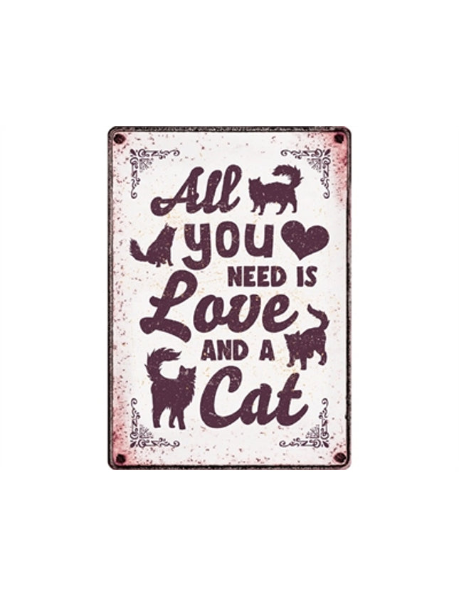 Plenty Gifts Waakbord Blik All You Need Is Love And A Cat