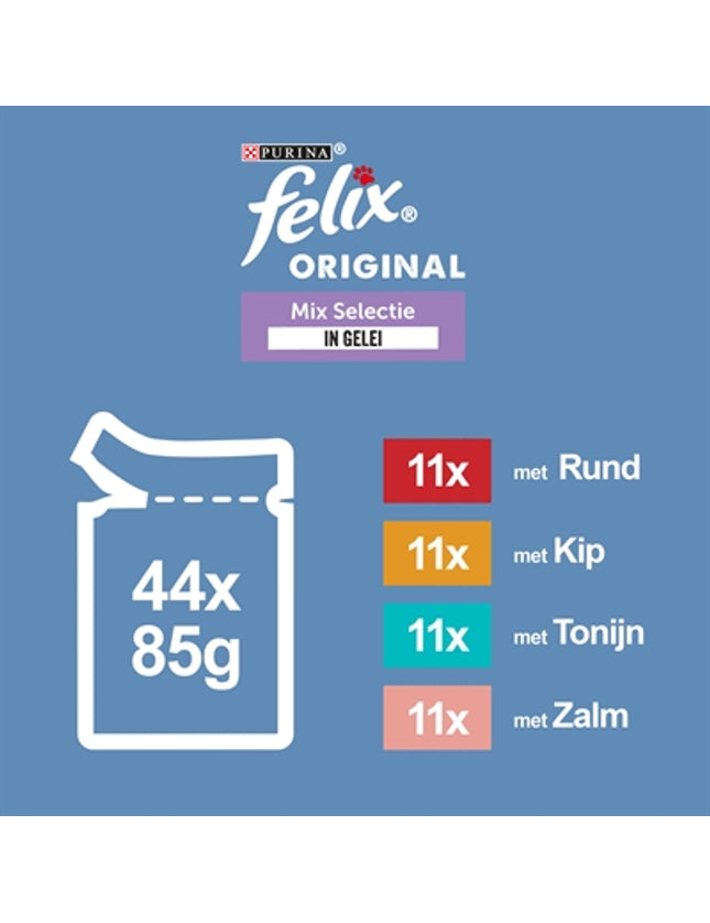 Felix Pouch Original In Gelei Mix Box Rund / Kip / Tonijn / Zalm