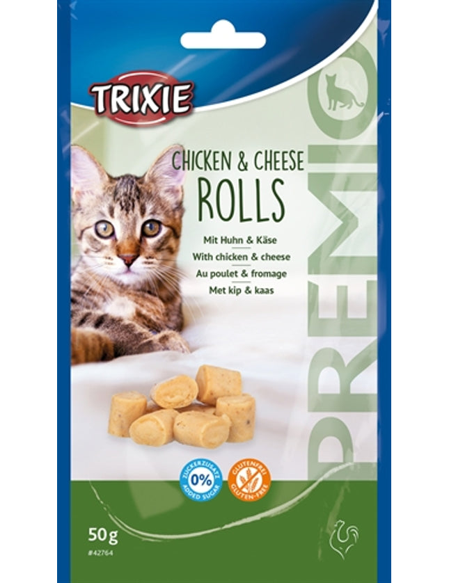 Trixie Premio Kip & Kaas Rolletjes Voor Katten Glutenvrij