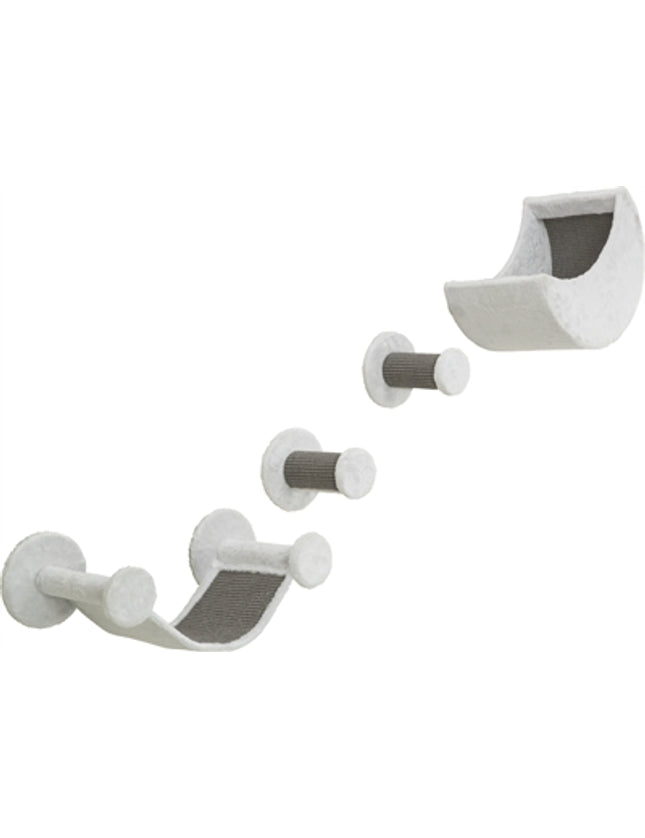 Trixie Katten Klimset Voor Aan De Muur 4 Klimplekken Wit / Grijs