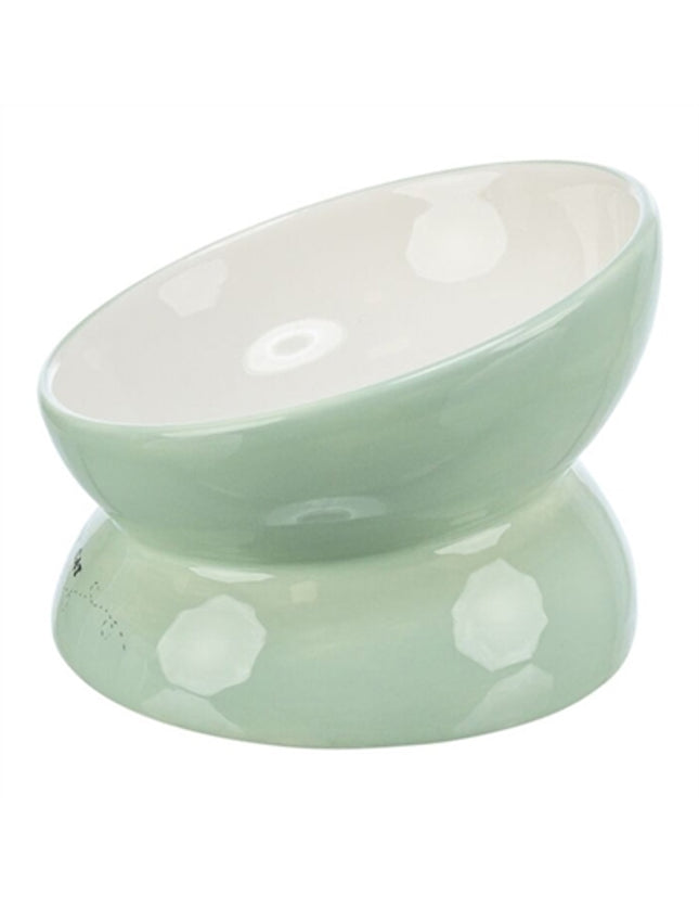 Trixie Voerbak / Drinkbak Kat Verhoogd Keramiek Salie / Wit