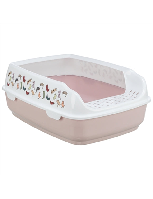 Trixie Kattenbak Delio Met Rand Bedrukt Lichtroze / Wit