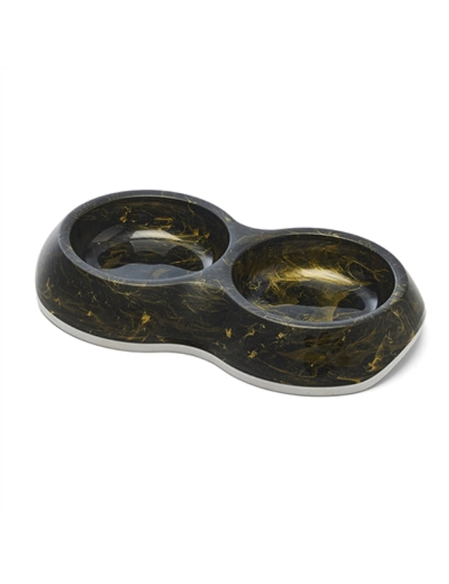 Savic Voerbak Delice Dubbel Marble Zwart / Goud