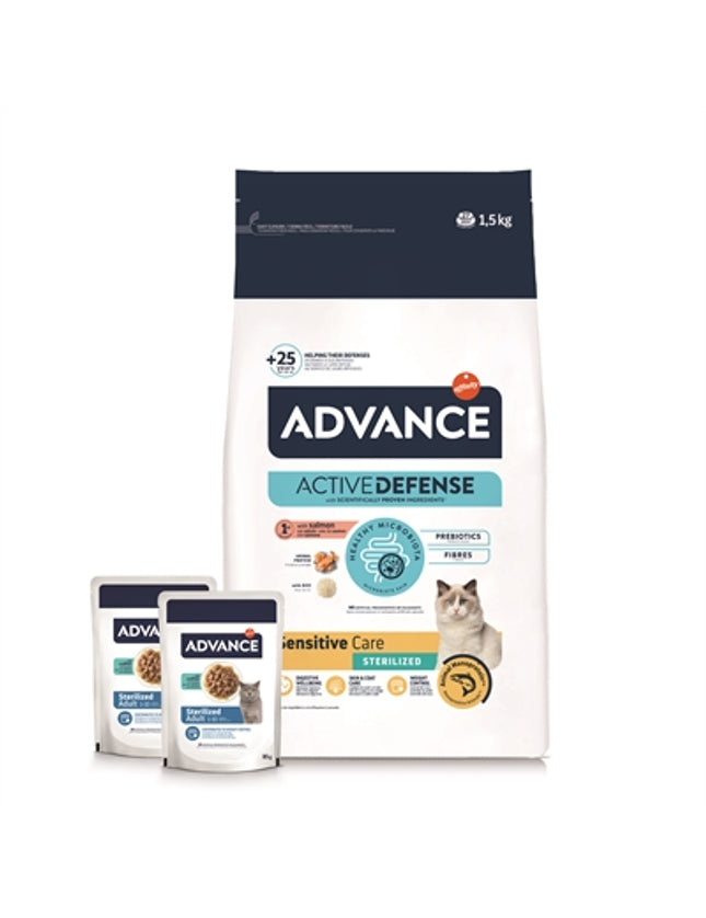 Advance Cat Sterilized Sensitive Salmon + 2 Pouches Codfish