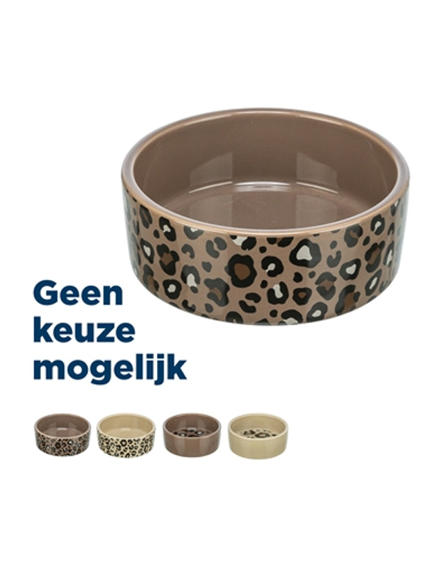 Trixie Voerbak / Drinkbak Leo Kat Keramiek Panterprint Assorti