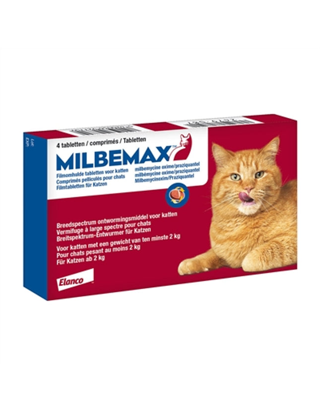 Milbemax Tablet Ontworming Kat 2-8Kg 4Tbl